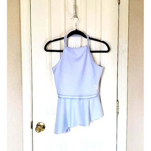 Puma Womens Top Blue M Xtreme Tight Frilled Active Tank  New - Picture 5 of 12